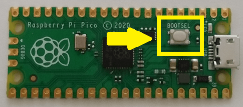 RaspberryPi PicoのBootselボタンの場所を説明する画像