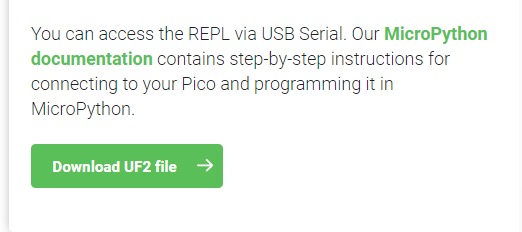 RaspberryPi Picoの公式HPのDownload UF2 fileボタンの場所を説明する画像